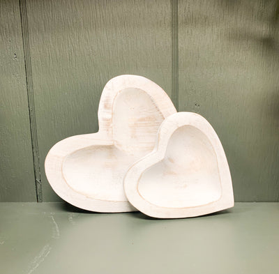 White Wooden Heart Trays