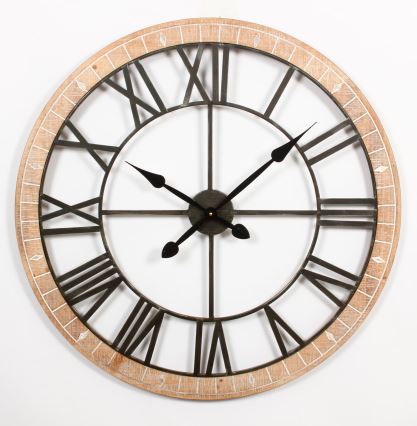 Black Metal & Whitewash Wood Clock