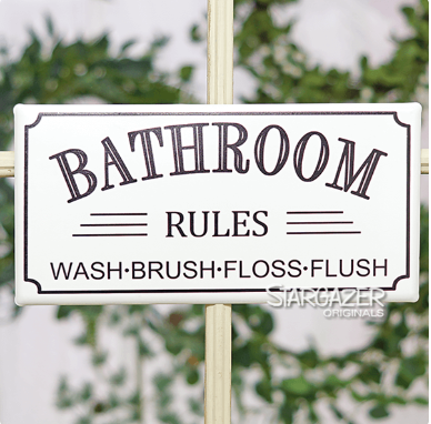 Bathroom Rules Tin Sign