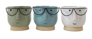 Coloured Face Pot with Glasses