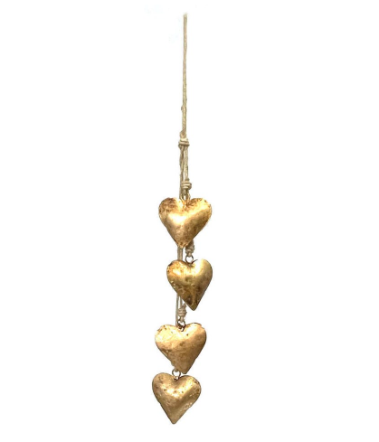 Rustic Gold String of Iron Hearts | 18"