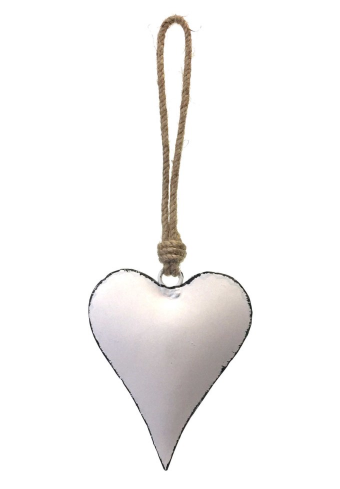 Vintage White Painted Iron Heart