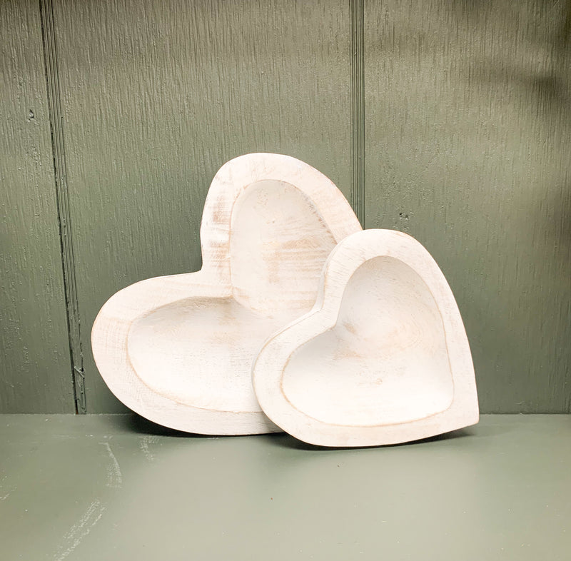 White Wooden Heart Trays