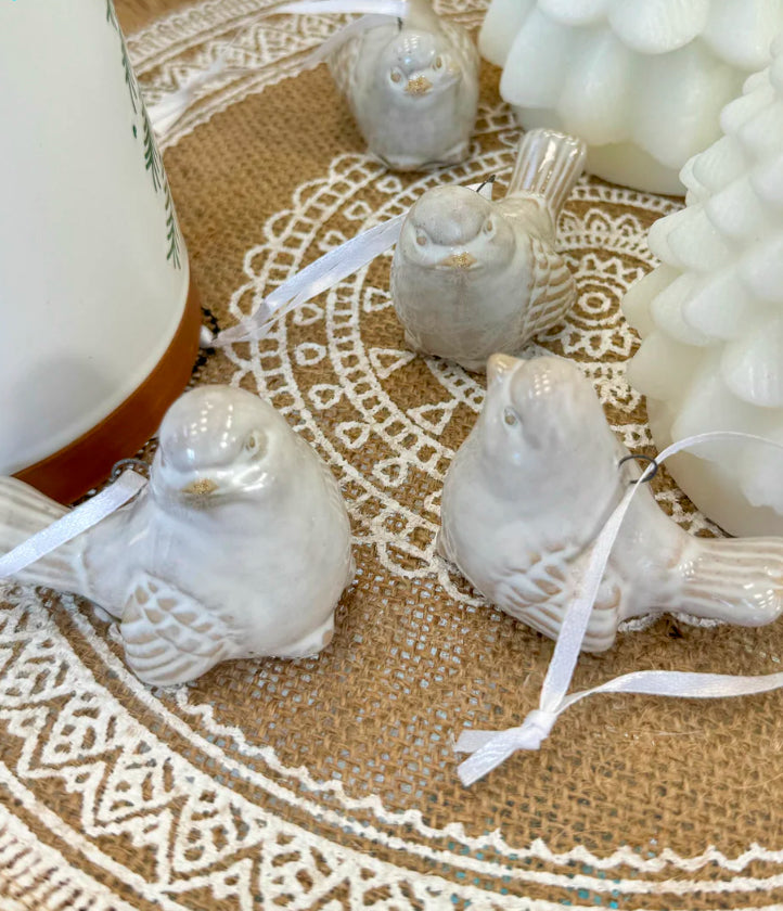 White Ceramic Birds | Ornaments