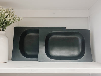 Black Rectangular Wood Bowl