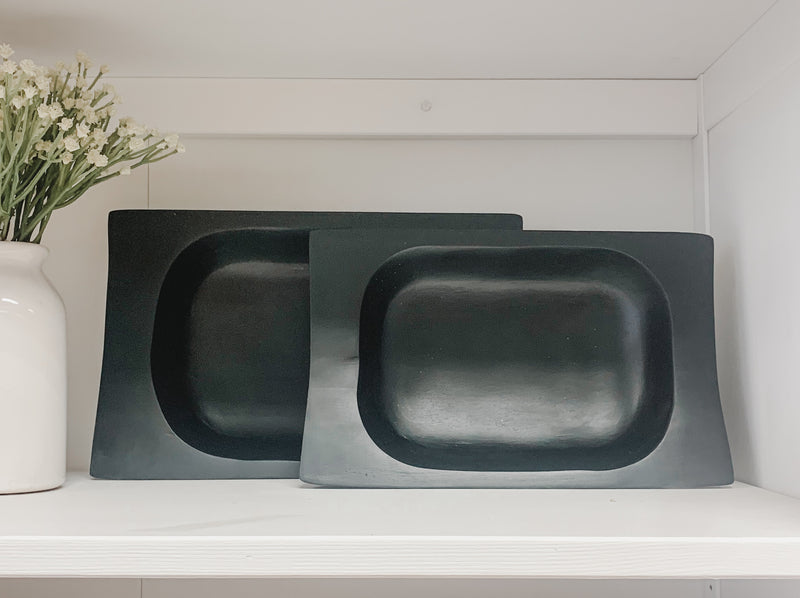 Black Rectangular Wood Bowl