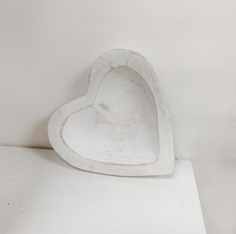 White Wooden Heart Trays