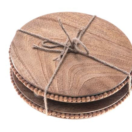 Mango Wood Beaded Round Trivet