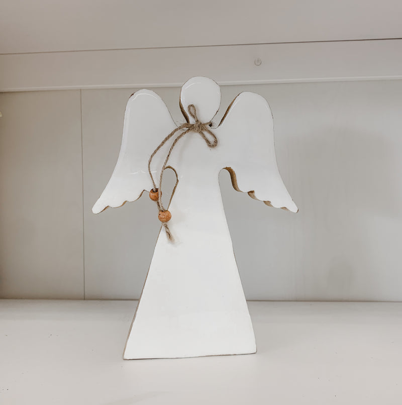 White Wooden Enamelware Angel