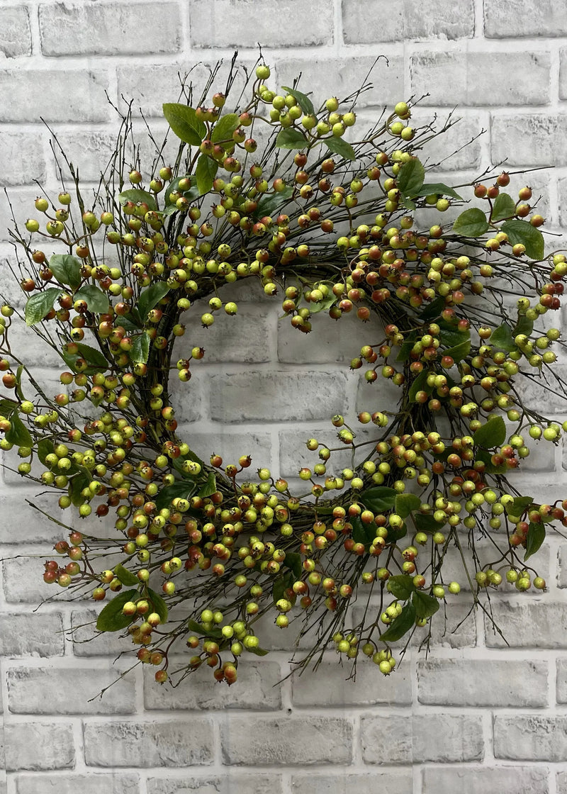 Green Fall Berry Wreath | 24"