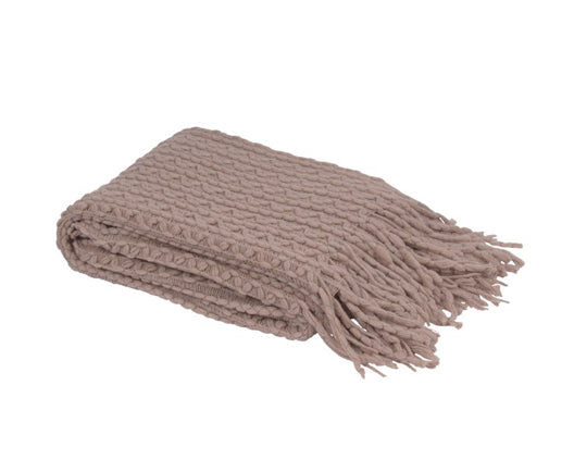 Woven Knit Tassel Throw | Taupe