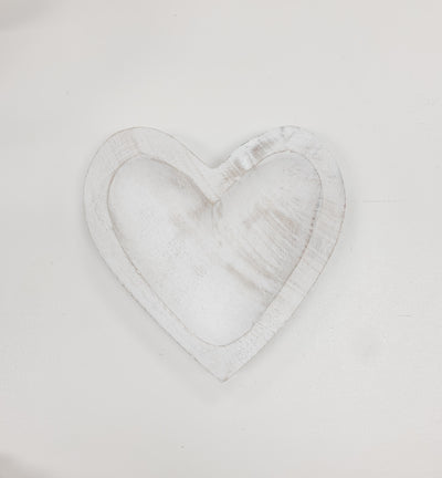 White Wooden Heart Trays