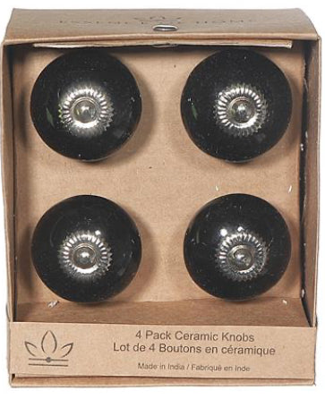 Decorative Smooth Ceramic Knob | Black