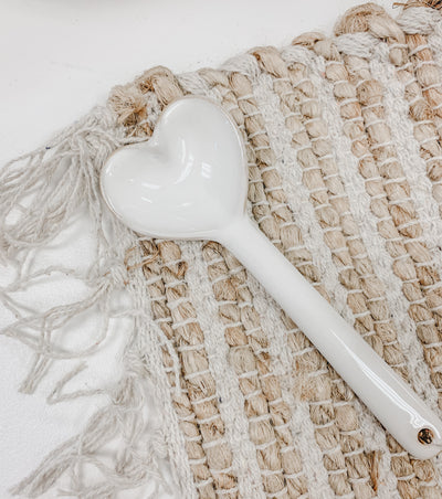 White Ceramic Heart Spoon