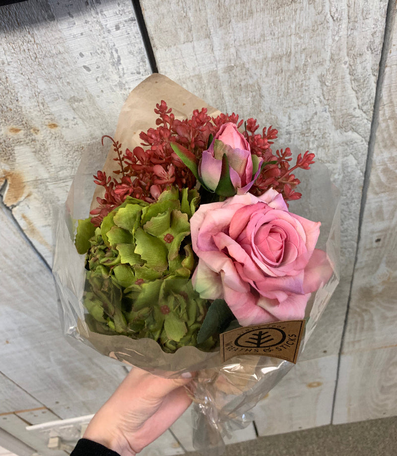 Rose Hydrangea Bouquet | Faux
