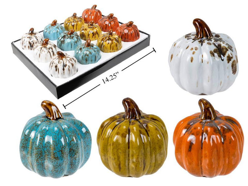 Distressed-Look Ceramic Pumpkin
