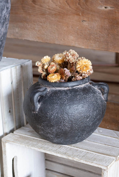 Black Low Round Terracotta