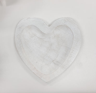 White Wooden Heart Trays