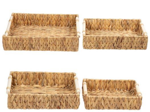 Water Hyacinth Trays | With Wood Handles