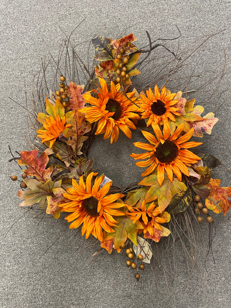 Fall Wreath | Sunflowers and Leaves