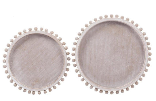White Farmhouse Round Wood Trays