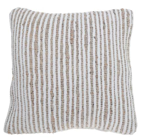 White & Natural Micro Chenille & Jute Cushion