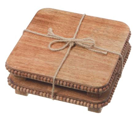 Mango Wood Beaded Square Trivet |