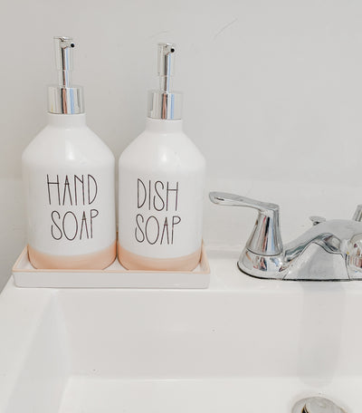 Hand Soap Dish Soap Dispenser Set With Tray