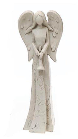 Polyresin Angel Holding Trumpet | With Engravings