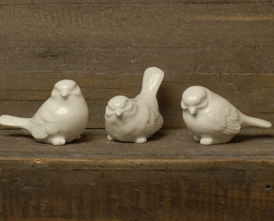 White Ceramic Birds | Set of 3
