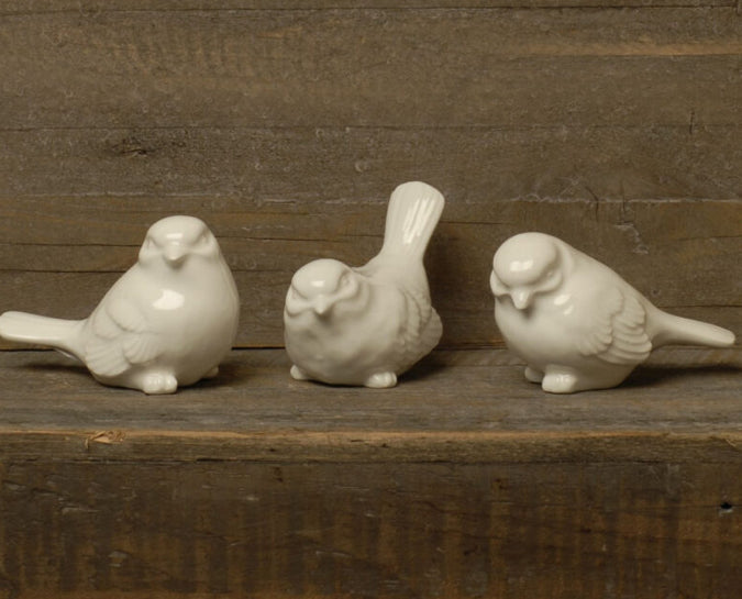 White Ceramic Birds | Set of 3