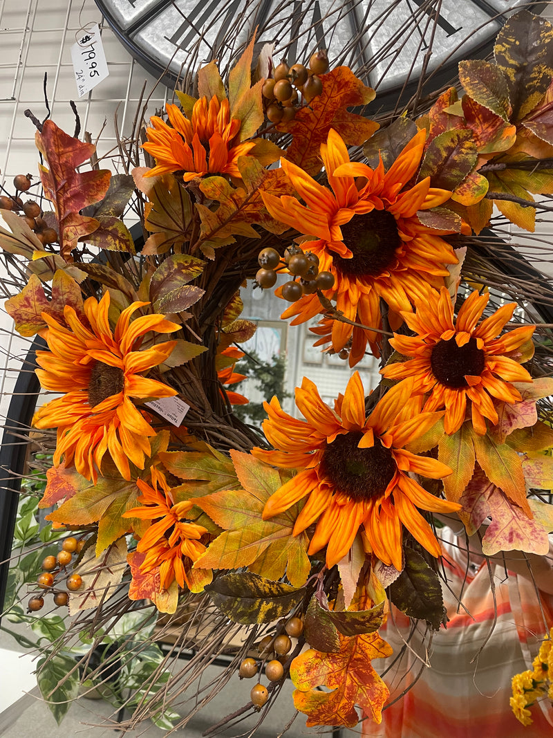Fall Wreath | Sunflowers and Leaves
