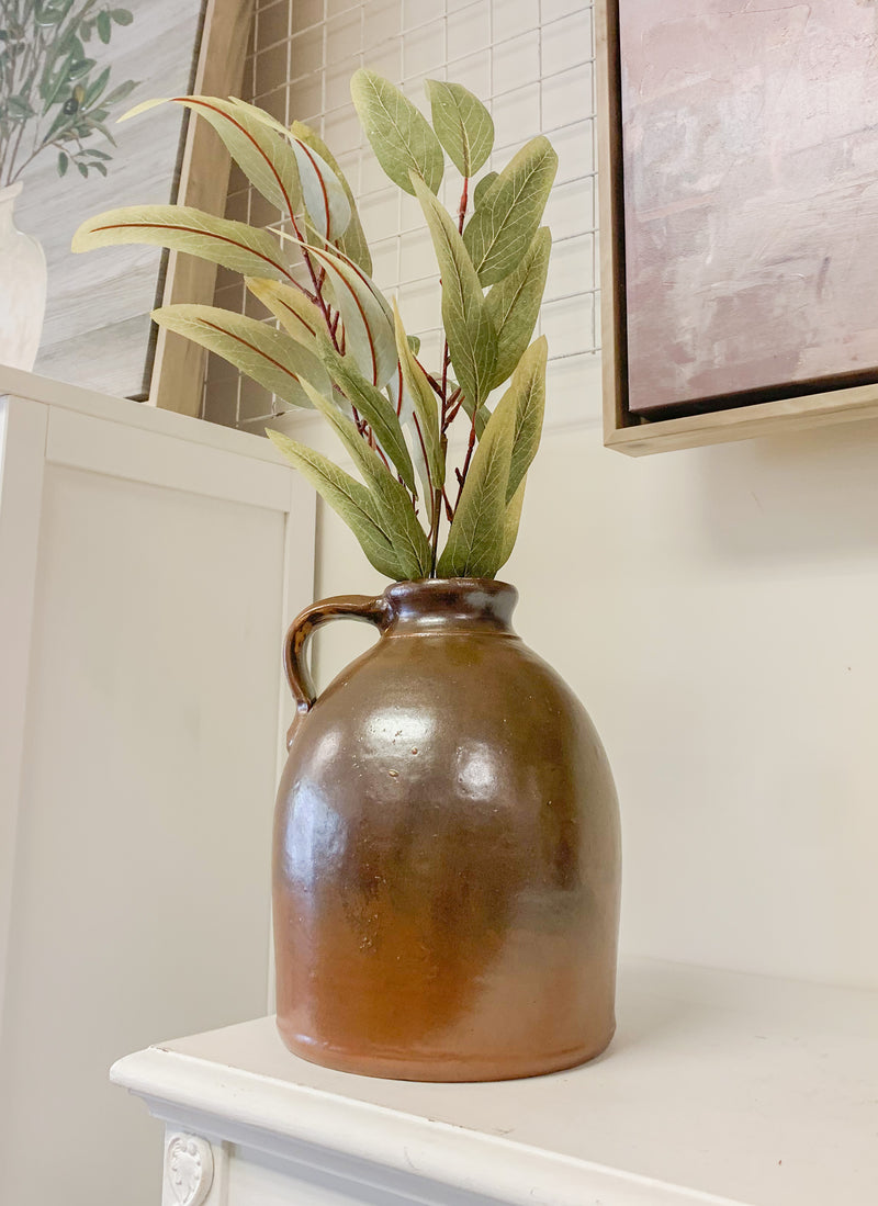 Brown Vintage Vase with Handle