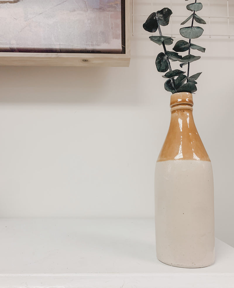 Small Vintage Yellow & Cream Vase