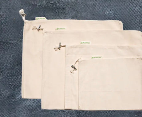 Organic Cotton Muslin Produce Bags | Set of 4