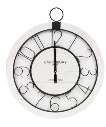 Black Metal On White Wood Clock | 23.5"