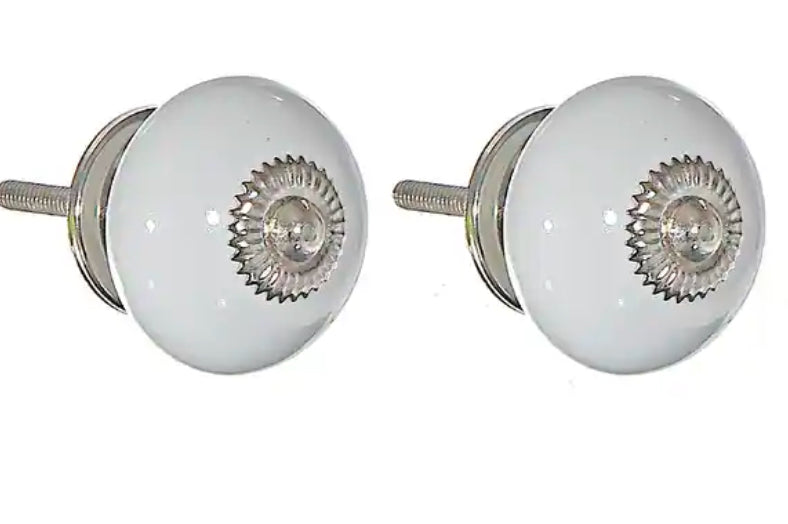 Decorative Smooth Ceramic Knob | White