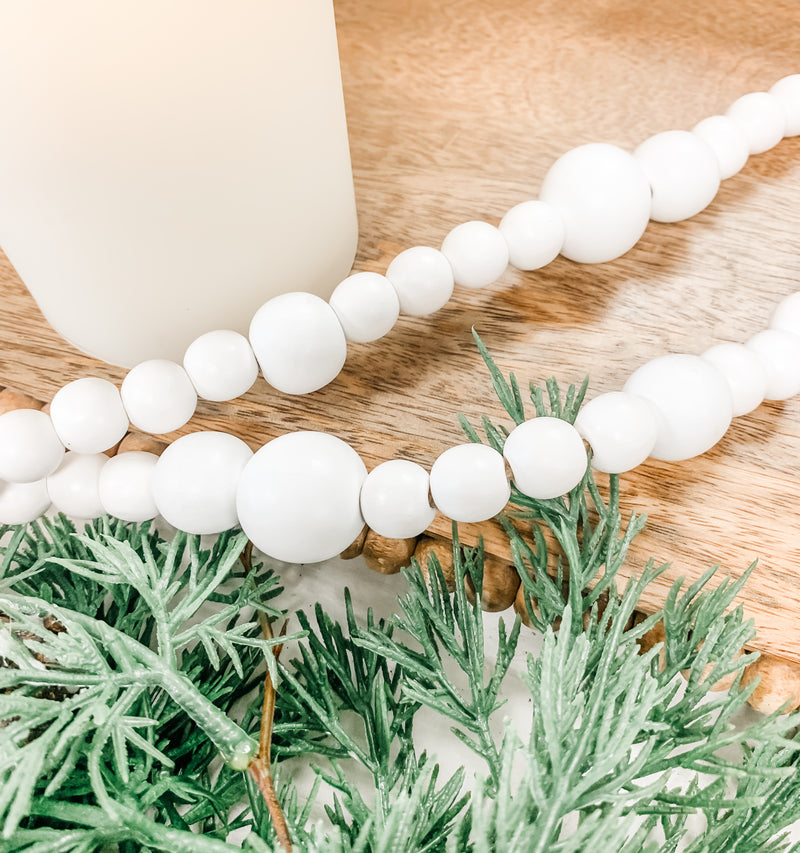 White Wood Bead Garland