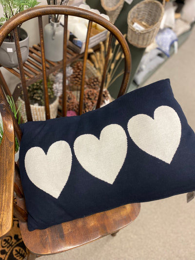 3 White Hearts Cushion