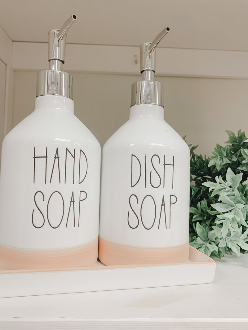 Hand Soap Dish Soap Dispenser Set With Tray