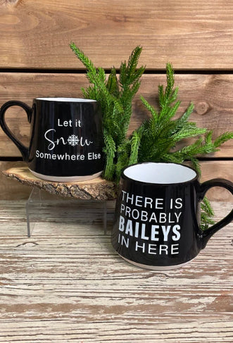 Ceramic Fat Bottom Winter Mugs | 2 Assorted Sayings