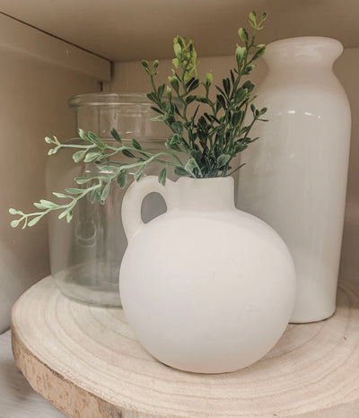 White Matte Handle Vase