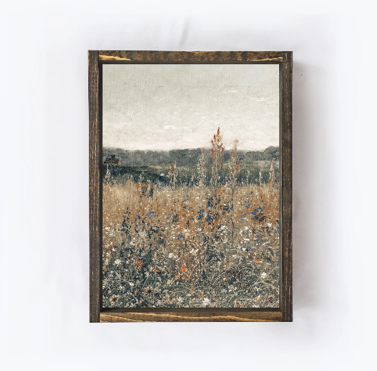 Wildflower Field Vintage-Inspired Painting
