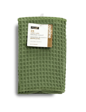 Green Holiday Waffle Kitchen Towel | Set of 2
