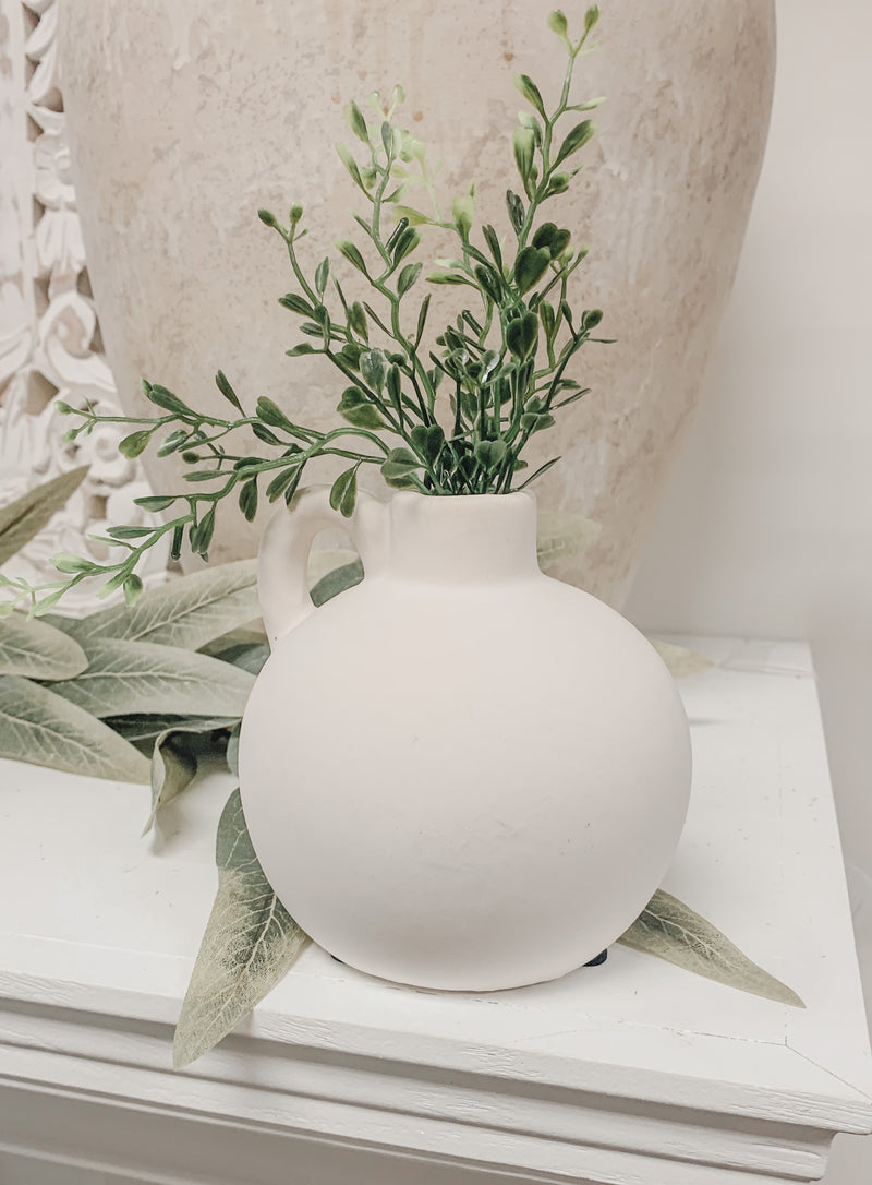 White Matte Handle Vase