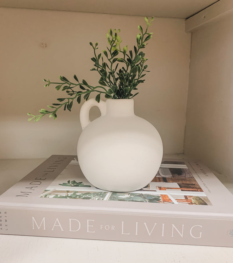 White Matte Handle Vase