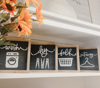 Laundry Sign Set | Wash, Dry, Fold, Put Away