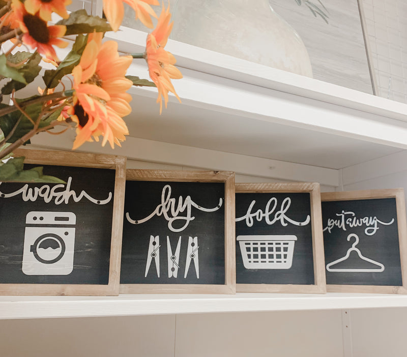Laundry Sign Set | Wash, Dry, Fold, Put Away
