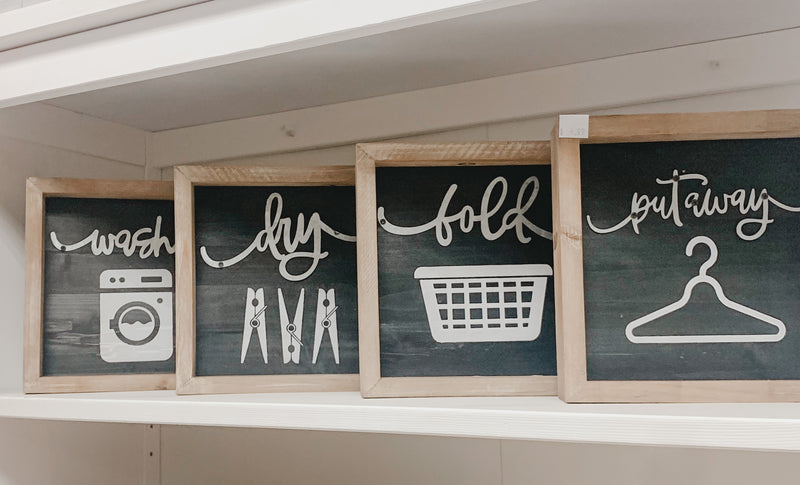 Laundry Sign Set | Wash, Dry, Fold, Put Away