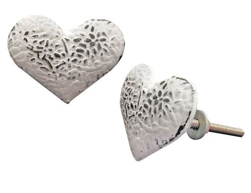 Knob | Heart-Shaped Distressed White Cast Iron (2)